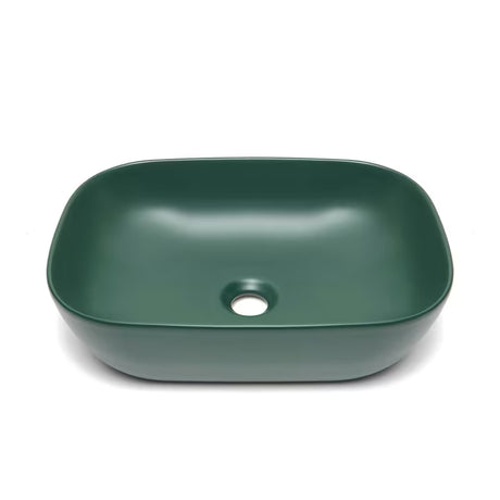 SAT Infinitio keramički umivaonik na ploču bez preljeva u tamnozelenoj mat boji, 45,5x32,5 cm.