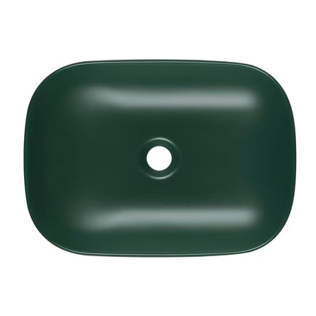 SAT Infinitio keramički umivaonik na ploču bez preljeva u tamnozelenoj mat boji, 45,5x32,5 cm.