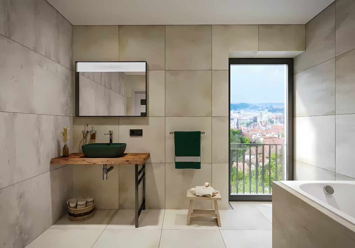 SAT Infinitio keramički umivaonik na ploču bez preljeva u tamnozelenoj mat boji, 45,5x32,5 cm.