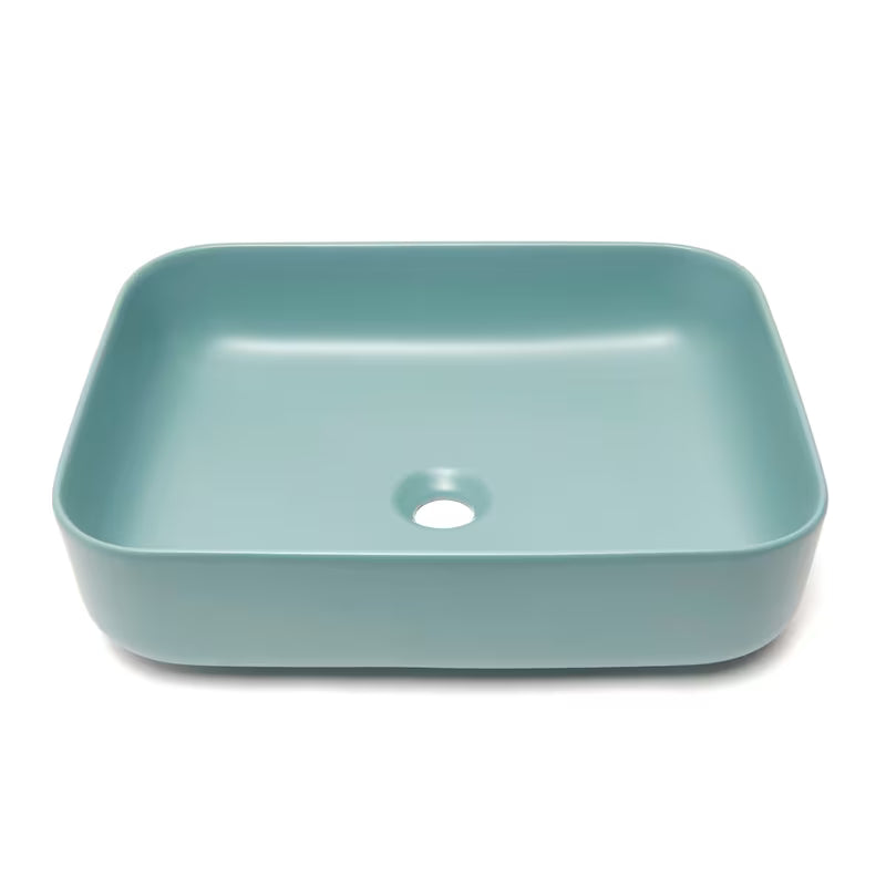 Mat zeleni keramički umivaonik na ploču SAT Infinitio bez preljeva, 50x39 cm