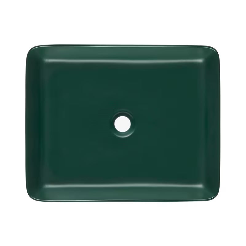 SAT Infinitio keramički umivaonik na ploču 50x40 cm u tamnozelenoj mat boji bez preljeva.