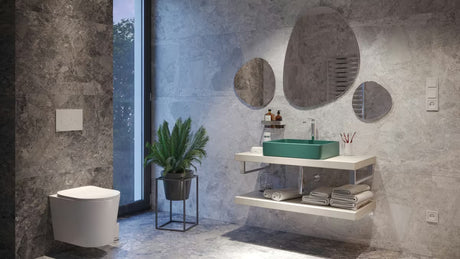 SAT Infinitio keramički umivaonik na ploču 50x40 cm u tamnozelenoj mat boji bez preljeva.