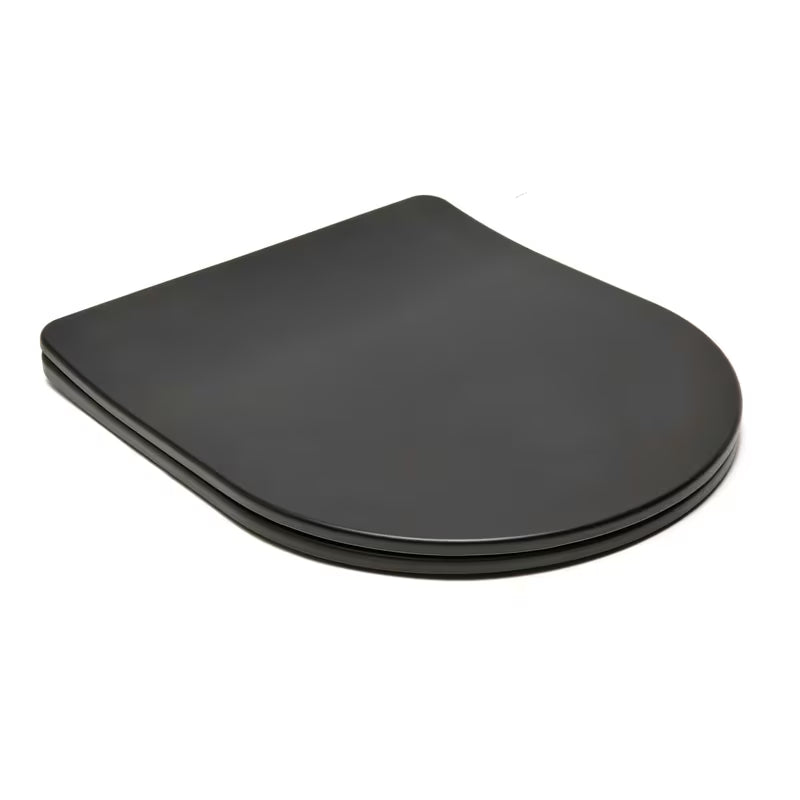 Crno-mat WC daska SAT Infinitio s soft Close i EasyLock u zaobljenom dizajnu.