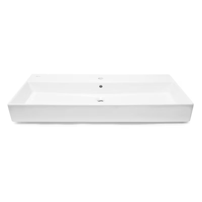 Bijeli keramički umivaonik SAT Infinitio 100,4x46,5 cm s preljevom i četvrtastim oblikom