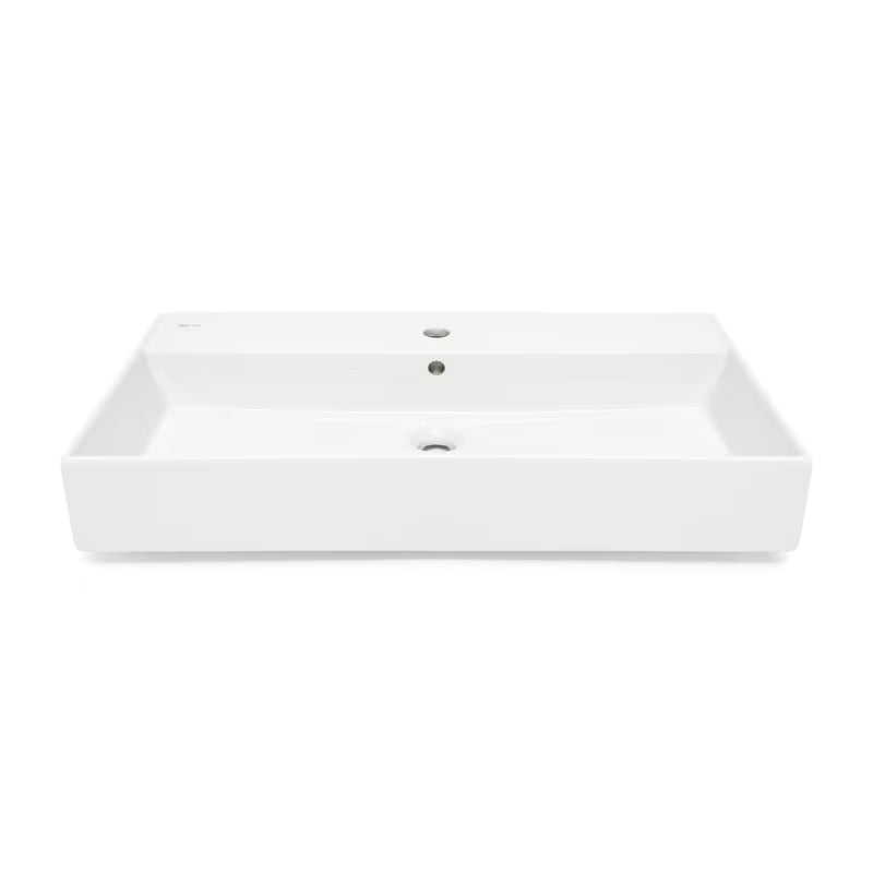 Bijeli keramički umivaonik SAT Infinitio 80,5x46,5 cm s preljevom i četvrtastim dizajnom