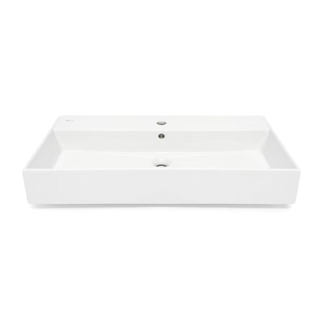 Bijeli keramički umivaonik SAT Infinitio 80,5x46,5 cm s preljevom i četvrtastim dizajnom