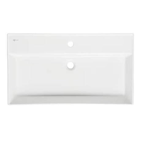 Bijeli keramički umivaonik SAT Infinitio 80,5x46,5 cm s preljevom i četvrtastim dizajnom