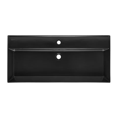 Crno-matni keramički viseći umivaonik SAT Infinitio s preljevom i središnjim otvorom pro za slavinu.