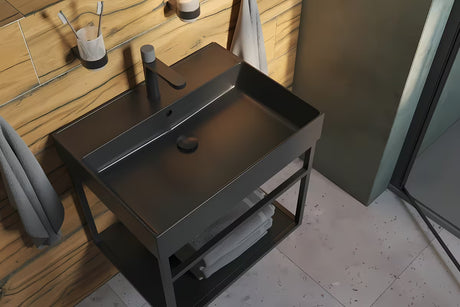 Crno-mat keramički umivaonik SAT Infinitio 60,5 x 46,5 cm s preljevom