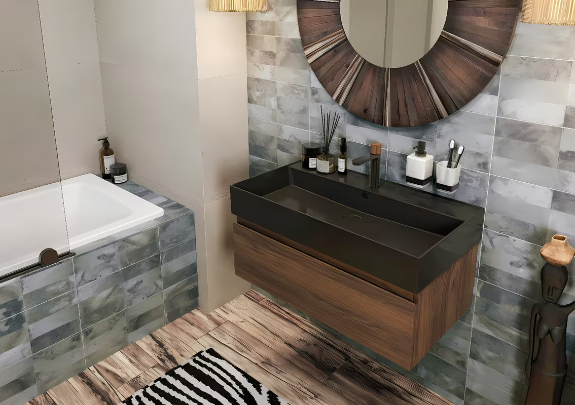 Crno-mat keramički umivaonik SAT Infinitio 60,5 x 46,5 cm s preljevom