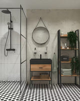 Crno-mat keramički umivaonik SAT Infinitio 60,5 x 46,5 cm s preljevom