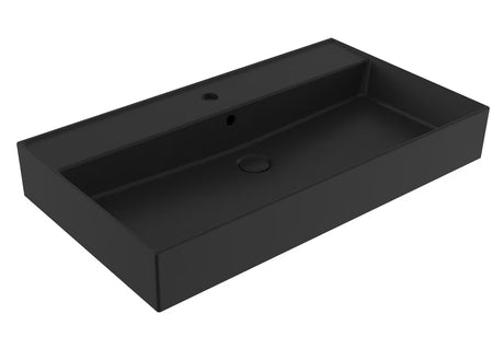 Keramički umivaonik SAT Infinitio 80,5x46,5 cm u crnoj mat boji s preljevom i pravokutnim oblikom.