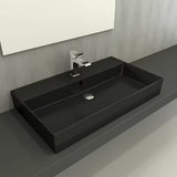Keramički umivaonik SAT Infinitio 80,5x46,5 cm u crnoj mat boji s preljevom i pravokutnim oblikom.