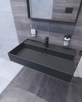 Keramički umivaonik SAT Infinitio 80,5x46,5 cm u crnoj mat boji s preljevom i pravokutnim oblikom.