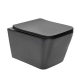 Crni mat viseća WC školjka SAT Infinitio pravokutnog dizajna s wc daskom soft Close i sa skrivenim pričvršćenjem.