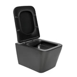 Crni mat viseća WC školjka SAT Infinitio pravokutnog dizajna s wc daskom soft Close i sa skrivenim pričvršćenjem.