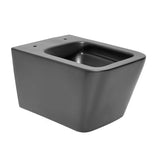 Crni mat viseća WC školjka SAT Infinitio pravokutnog dizajna s wc daskom soft Close i sa skrivenim pričvršćenjem.