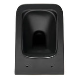 Crni mat viseća WC školjka SAT Infinitio pravokutnog dizajna s wc daskom soft Close i sa skrivenim pričvršćenjem.