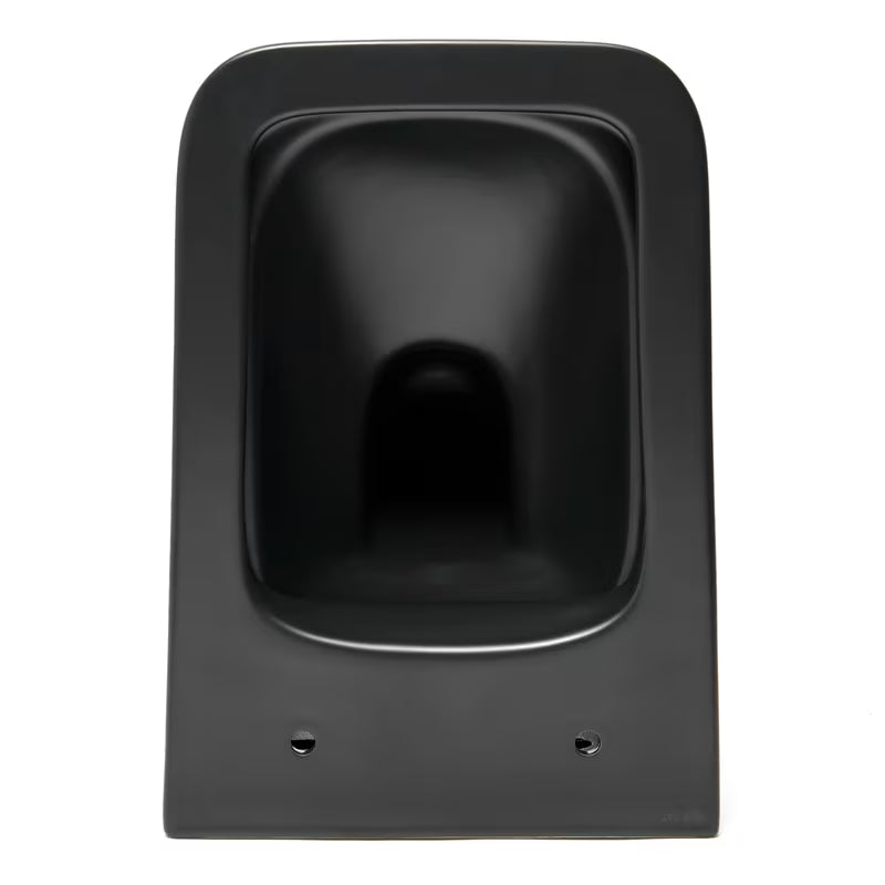 Crni mat viseća WC školjka SAT Infinitio pravokutnog dizajna s wc daskom soft Close i sa skrivenim pričvršćenjem.