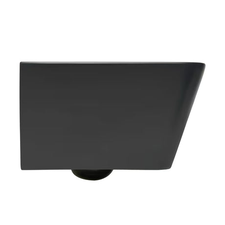 Crni mat viseća WC školjka SAT Infinitio pravokutnog dizajna s wc daskom soft Close i sa skrivenim pričvršćenjem.