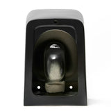 Crni mat viseća WC školjka SAT Infinitio pravokutnog dizajna s wc daskom soft Close i sa skrivenim pričvršćenjem.