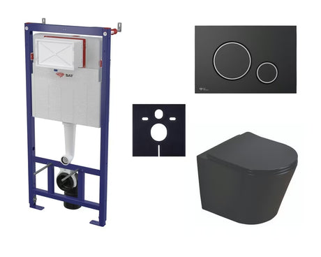 Viseći WC set SAT Infinitio s podžbuknim vodokotlićem, tipkom za ispiranje i sjedalom s soft Close