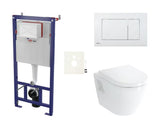 Viseći WC set vitra Integra s predzidnom instalacijom, vodokotlićem SAT i bijelom tipkom za ispiranje
