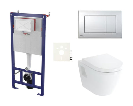 Viseći WC set vitra Integra sa skrivenim vodokotlićem SAT pro za modernu kupaonicu i jednostavno održavanje.