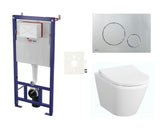 Viseći WC set vitra Integra s instalacijskim modulom, vodokotlićem SAT i sjedalom soft Close u bijeloj boji.
