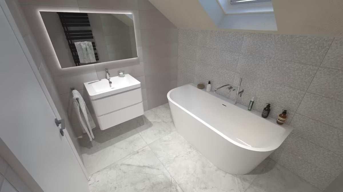 Samostojeći  akrilna kada SAT Katy 160x75 cm namijenjena za ugradnju za zid i u prostoru.