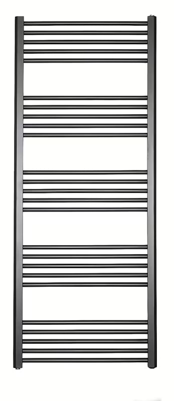 Kombinirani radijator SAT KD 60x150 cm u crnoj mat boji s bočnim priključkom na razmak.