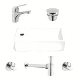 Kupaonski set SAT Brevis s lijevim bijelim umivaonikom za gostinjski WC 40,5×20,5 cm i kromiranom slavinom