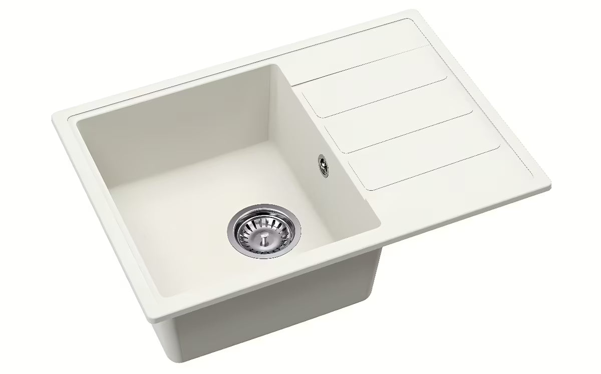 Bijeli granitni sudoper  SAT s ocjeđivačem pro montaža na radnu ploču