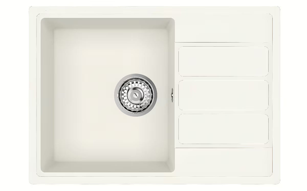Bijeli granitni sudoper  SAT s ocjeđivačem pro montaža na radnu ploču