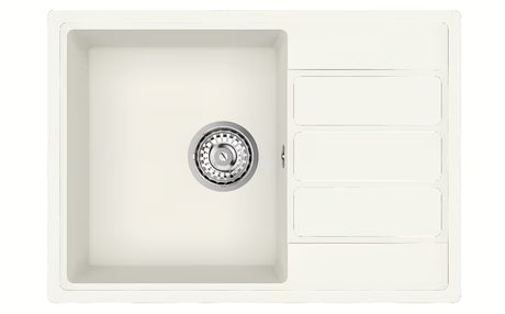 Bijeli granitni sudoper  SAT s ocjeđivačem pro montaža na radnu ploču