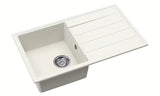 Bijeli granitni kuhinjski jednostruki sudoper s ocjeđivačem SAT pro montaža na radnu ploču