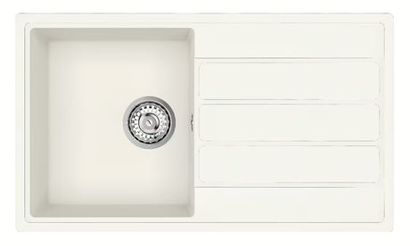 Bijeli granitni kuhinjski jednostruki sudoper s ocjeđivačem SAT pro montaža na radnu ploču