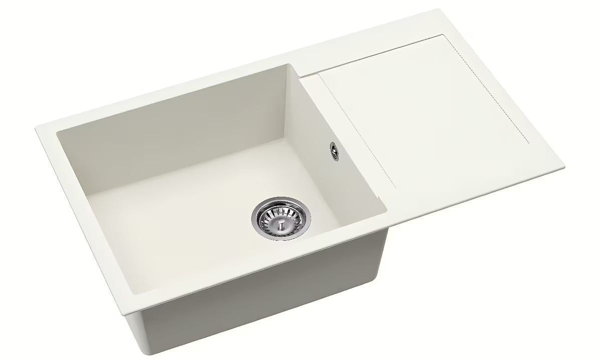 Bijeli granitni sudoper  SAT s ocjeđivačem pro montaža na radnu ploču