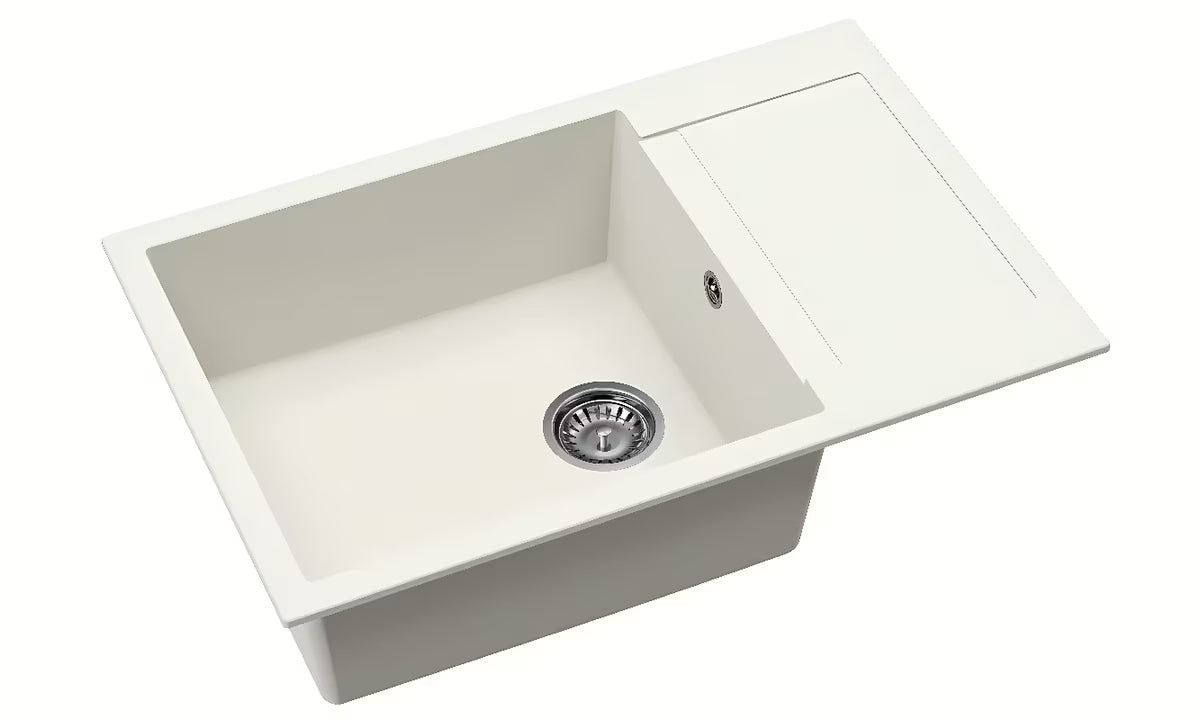 Bijeli granitni sudoper  SAT s ocjeđivačem pro montaža na radnu ploču