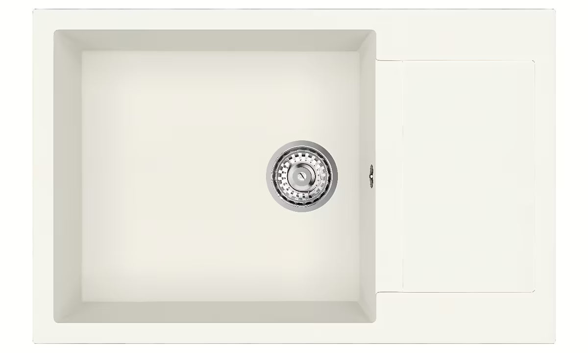 Bijeli granitni sudoper  SAT s ocjeđivačem pro montaža na radnu ploču
