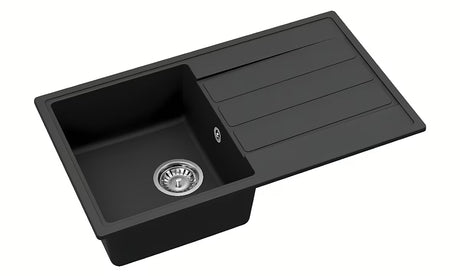 Crni granitni sudoper  SAT pro montaža na radnu ploču s ocjeđivačem