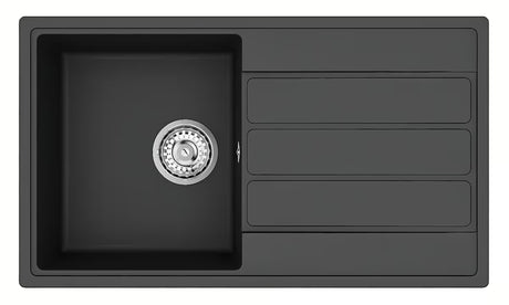 Crni granitni sudoper  SAT pro montaža na radnu ploču s ocjeđivačem