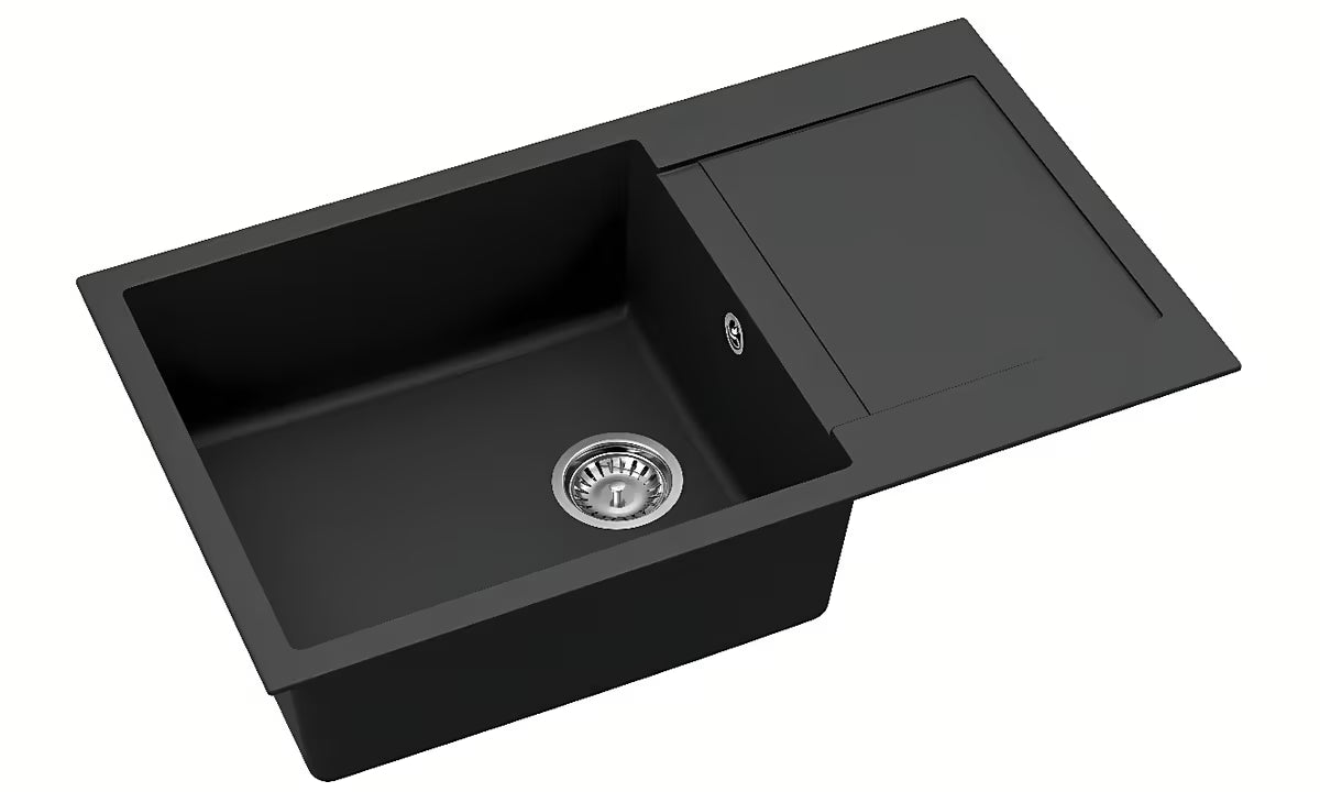 Crni granitni sudoper  SAT s ocjeđivačem pro montaža na radnu ploču