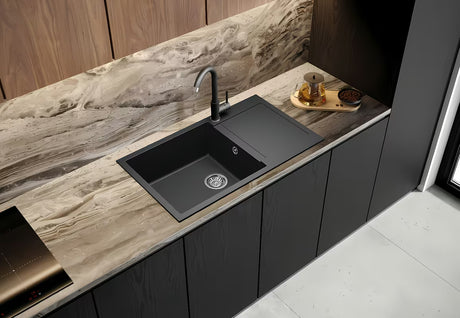 Crni granitni sudoper  SAT s ocjeđivačem pro montaža na radnu ploču