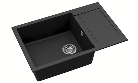 Crni sudoper  SAT od granitnog kompozita s ocjeđivačem pro montaža na radnu ploču.