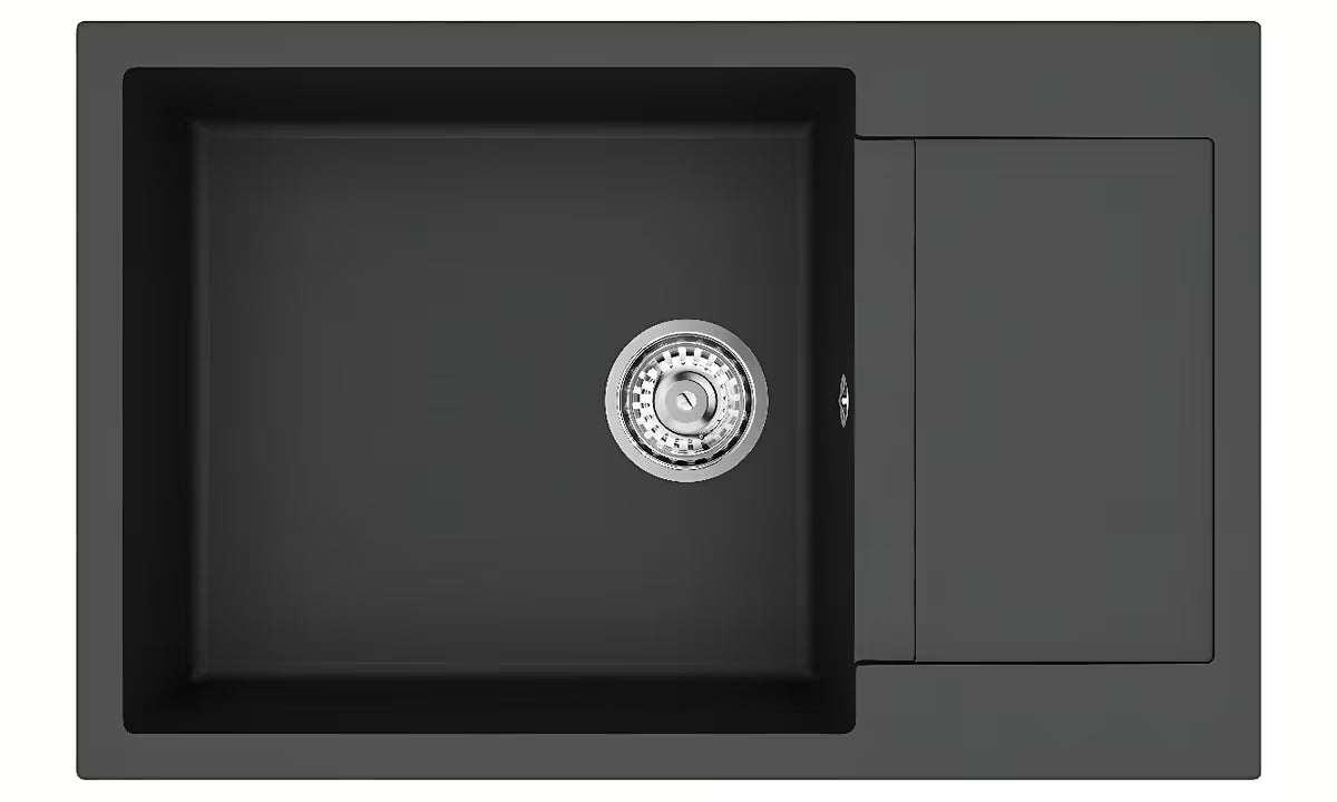 Crni sudoper  SAT od granitnog kompozita s ocjeđivačem pro montaža na radnu ploču.