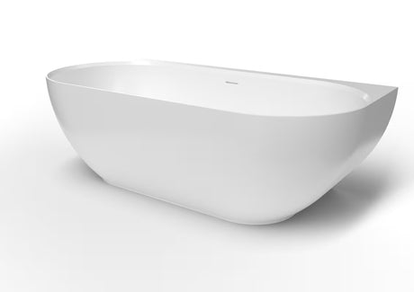 Bijela samostojeća kada  SAT Lesly od lijevanog mramora 170 x 82 cm s nježnom glatkom površinom