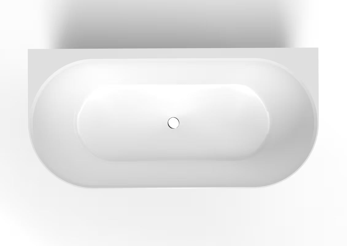 Bijela samostojeća kada  SAT Lesly od lijevanog mramora 170 x 82 cm s nježnom glatkom površinom