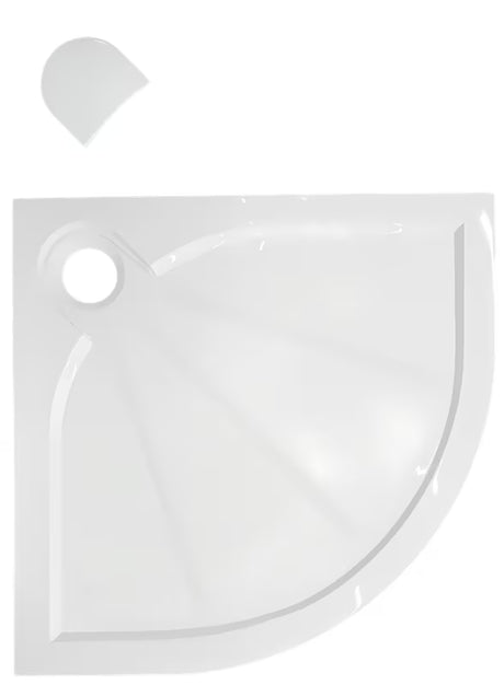 Bijela polukružna tuš kada SAT Limcc 100x100 cm od lijevanog mramora s pokrivenim odvodom u kutu