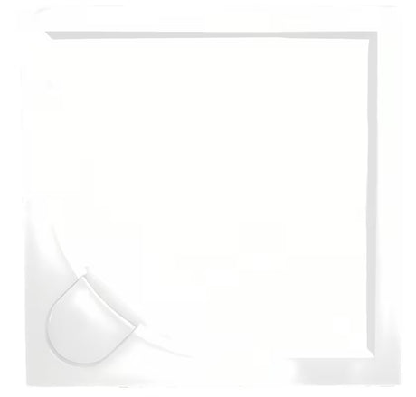 Bijela kvadratna tuš kada SAT Limcc 90x90 cm od lijevanog mramora s pokrivenim kutnim odvodom